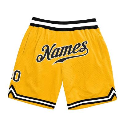 China Custom Design Anti-UV Sublimated 100% Poly Mesh Basketball Shorts Quilted Embroidery Shorts for sale