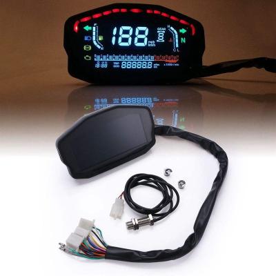 China Hot Selling Motorcycle ABS Factory Night Meter 299/h Motorcycle Dashboard 12V Digital Tachometer Odometer 15000RPM Max Meter for sale