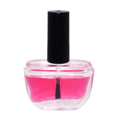 China Personal Care 15ml Empty Clear Cosmetic Nail Polish Glass Bottle With Black Screw Cap And Brush for sale