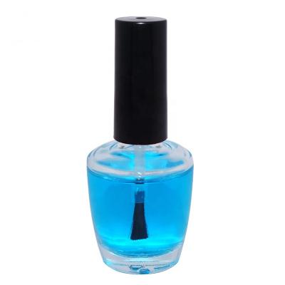 China Wholesale Empty Clear Oval Glass Nail Polish 15ml Personal Care Bottle With Black Brush Screw Cap for sale