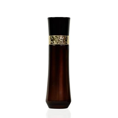 China Personal Care 120ml Black Gradient Gold Bottle Packaging Personal Cream Lotion Pump Cosmetic Skin Care Glass Bottle for sale