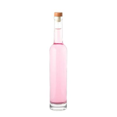 China Custom Beverage Clear 500ml High Quality Fridge Empty Ice Glass Wine Bottle With Cork Cap for sale