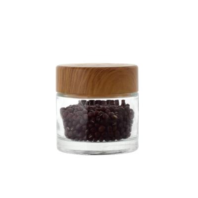 China High Quality Custom Glass Coffee Bean Storage Jar Bamboo Lid Mini Food Storage Glass Jars Jar 200ml for sale