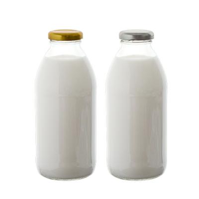 China Custom Clear Food Grade 500ml Milk Glass Bottle Glass Bottle Beverage Bottle for sale