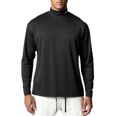 China Anti-pilling Men's T-Shirts Mocks Turtle Neck Knitwear Thermal Underwear Long Sleeve Sport Fitted Quick Dry for sale