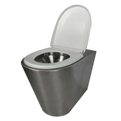 China Double-Flux 304 Stainless Steel Wall Hung One Piece Toilet For Prison for sale