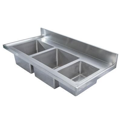 China Without Faucet SS304 Commercial Sink For Kitchen Commercial Hand WashingThree 3 Compartment Sink Design for sale