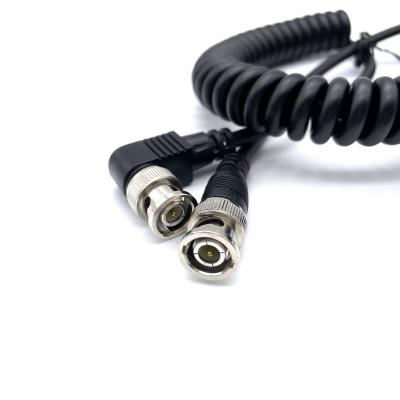 China Camera 75-3 RG179 BNC Male Straight To Male BNC Coaxial Cable Right Angle Spiral Cable, Spring Wire, Coil Cable for sale