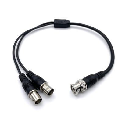 China Car BNC 2 Male to BNC Y-splitter Cable BNC 1 Female Male to 2 Female Video Coaxial Cable for CCTV, Security Camera 0.4M for sale