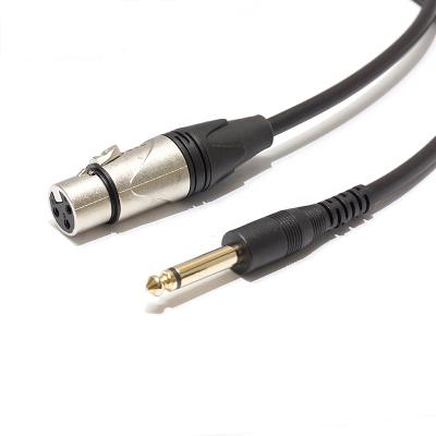 China Camera XLR 3 PIN Female TS Gold Plated 6.35mm Jack OFC Microphone Cable DMX Audio Cable To 1/8 Inch Mono Speaker Cable for sale