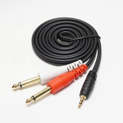 China COMPUTER Stereo 3.5mm to Dual 6.35mm Cable Mono Male to Male for Mixer Console Mixer Computer for sale