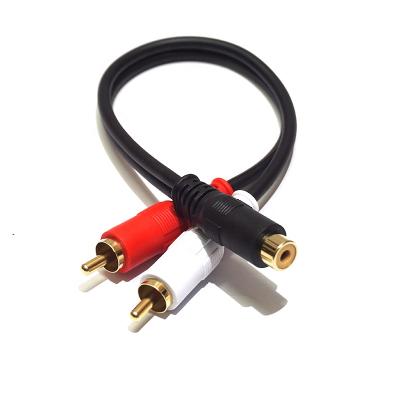 China Car High Quality Gold Plated RCA Splitter Adapter Cable 4N OFC RCA Y Connector 1 Female To 2 Male Shielded Cable 25cm 10 Inch for sale