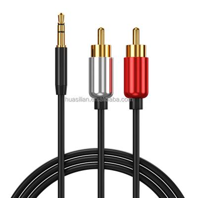 China Car Auxiliary Slim Fit Metal Mini Jack Housing 3.5mm to 2-Male RCA AUX Audio Stereo Adapter Cable 3.5mm. to 2 RCA cable for sale