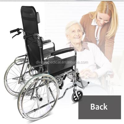 China The backrest can be placed 180 degrees professional elderly handicapped disabled wheelchair folding manual stainless steel flat best prices injured for sale