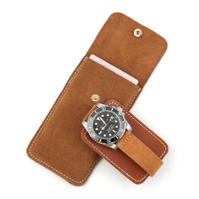 China Creative Handmade Custom Leather Watch Storage Cover Device Storage Box Watch Storage Bag Retro for sale