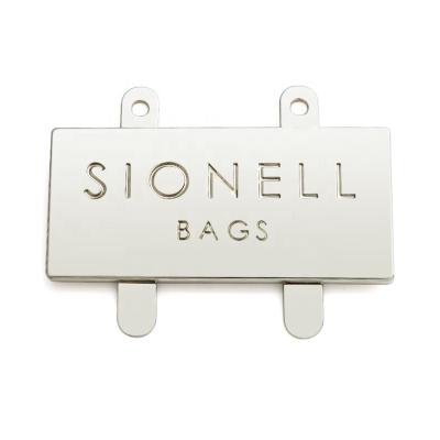 China Durable Rectangle With Engraved Metal Label Logo For Bags, Handbag Hardware Metal Plate^ Custom Name for sale