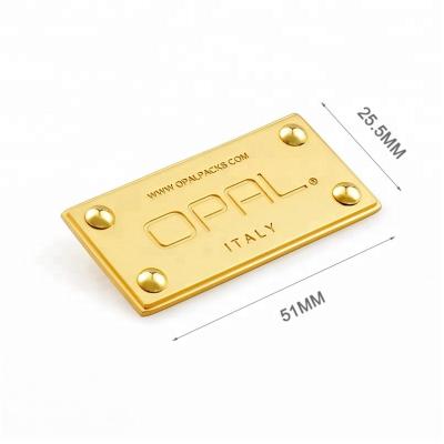 China Handbag Accessories Manufacturer Design Metal Label Eco-friendly Name Tag, Metal Logo Plate For Bag Hardware Custom Gold for sale