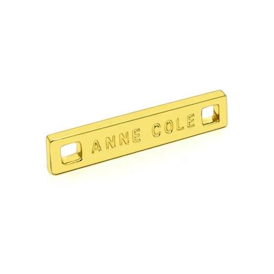 China Durable Fashion Bikini / Gold Swimwear Custom Metal Clothing Labels , Durable Small Rectangle Metal Name Tag For Clothing for sale