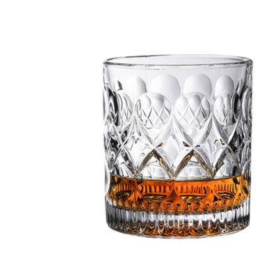 China Environmental Friendly Custom Heavy Base Old Fashioned Crystal Etched Drink Decanter Glasses Wisky Set Whiskey Glass for sale