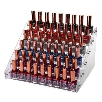 China New 6 Layer Acrylic Nail Polish Organizer 72 Bottles Display Rack Acrylic Essential Oil Shelf Storage Rack Clear Rack for sale