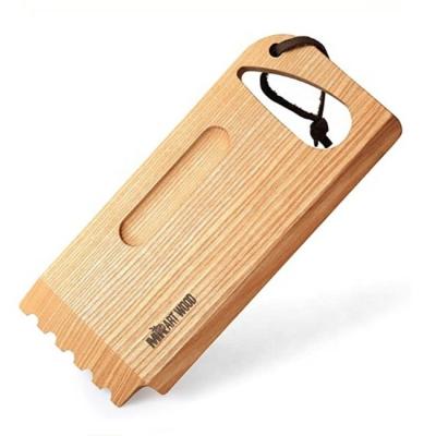 China Europe BBQ and BBQ Grill Scraper Tool 10.6x 4.7inch Wood Stripper with Fluted and Flat Edge Natural Wood for sale