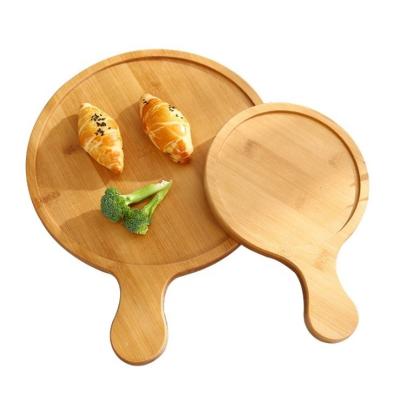 China Europe 2020 hot selling pine wood round pizza pallet tray serving boards with handle for sale