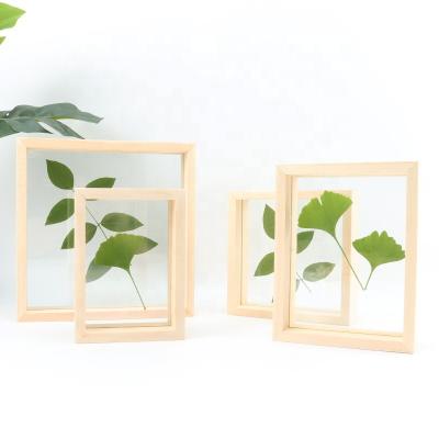 China New Wooden Solid Wood Picture Frame Factory Double Sided Acrylic Specimen Frame Dried Leaf Flowers Show Table Decoration for sale