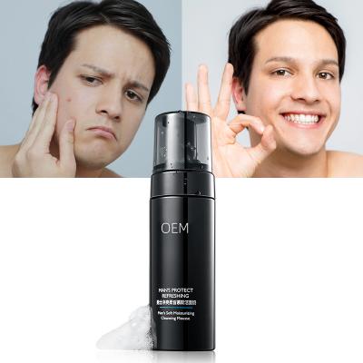 China Whitening Wholesale OEM Private Label Mens Face Wash Exfoliate Natural Organic Skin Care Detergent Facial Men Gentle Cleansing Foam for sale