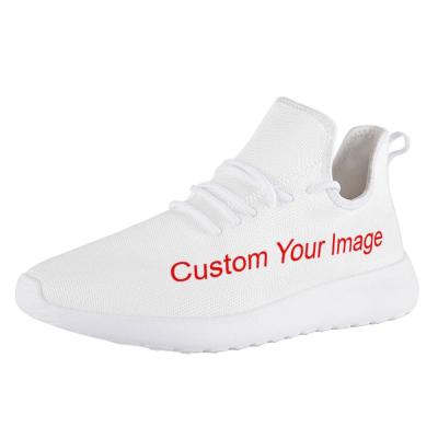 China Europe Custom Wholesale Lace Up Designer White Breathable Mesh Knitting Running Mens Shoes Casual Sport Shoes Mens for sale