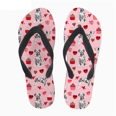 China Custom Made Shoes Anti-slippery Printed Dalmatian Pattern Women Dog Female Indoor Slippers Flip Flop Shoes Beach 2019 for sale