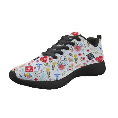 China Fashion\Comfortable\Durable\Breathable\Lit OEM Love To Care Medical Printing White Flat Running Fitness Outdoor Sports Training Shoes For Girl for sale