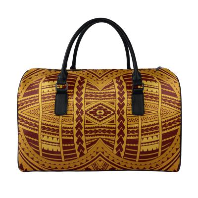 China Wholesale High Quality Men's Travel Luggage Bags Polynesia Design PU Tribal Leather Transparent Bag Travel Travel Luggage Bags On Sale for sale