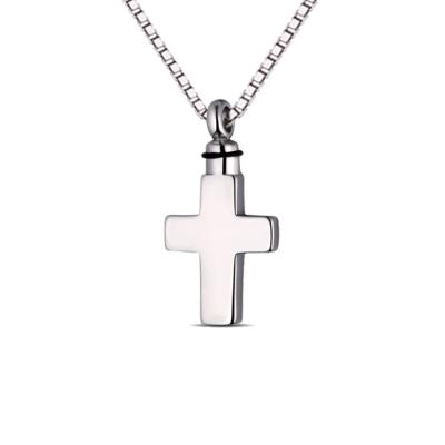 China Environmentally Friendly Custom Made Silver Metal Stainless Steel Jewelry Cross Pendants Cremation Keepsake Pendant for sale