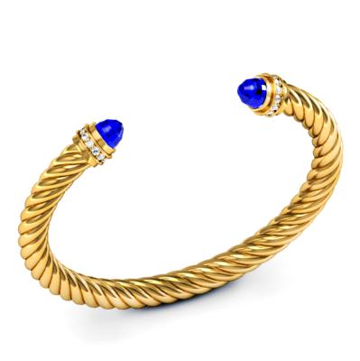 China TRENDY Fashion Style Custom Casting Men And Women Bracelets Twisted Cuff Wires Spiral Open Gold Plated 316L Stainless Steel Jewelry for sale