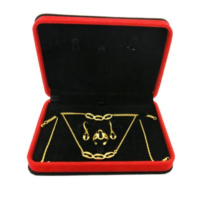 China Romantic Bridal Fashion Jewelry Gift Laser Polished 18k Gold Plated Stainless Steel Jewelry Sets for sale