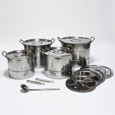 China Drop Shipping Sustainable 8 PCS Steamer Pot Stainless Steel Casserole Soup Cooking Pot Set Cookware Set for sale