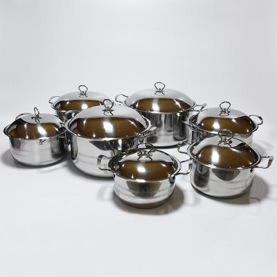 China Customized Viable 14 PCS Steamer Pot Stainless Steel Casserole Soup Cooking Pot Set Cookware Set for sale