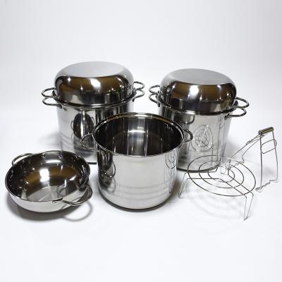 China Sustainable Steamer 6 PCS High Pot Drop Shipping Double Bottom Pot Set Cookware Set Stainless Steel for sale