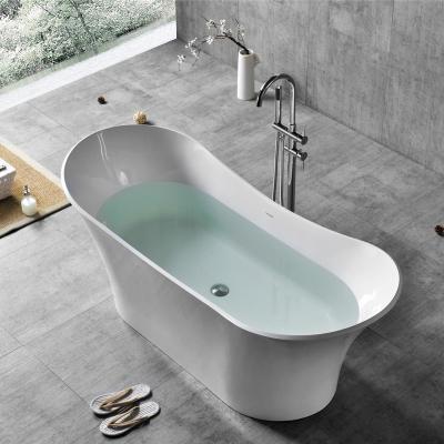 China Soft & smooth Modern Hot Sale  freestanding Acrylic Solid Surface Bathtub Artificial Stone Oval Shaped Freestanding for Hotel bathroom Resin for sale