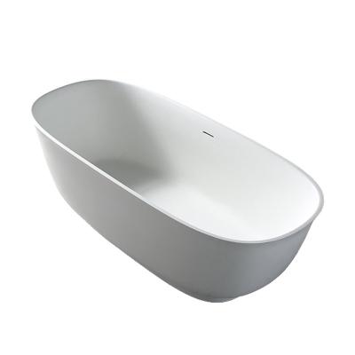 China Soft & smooth Newest  Hotel Acrylic Solid Surface Bathtub Artificial Stone Oval Shaped Freestanding Bathroom Soaking Bathtub for sale