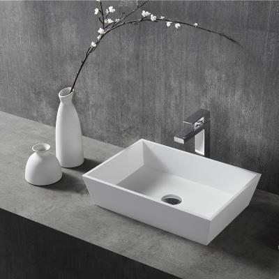 China Soft & smooth Modern Design bathroom solid surface pedestal sink black resin stone composite freestanding washbasin hand washing basin for sale