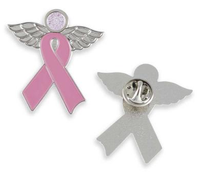 China China Enamel Lapel Pins Breast Cancer Awareness Brooch Corsage Rose Ribbon Brooches Pins For Women Men for sale