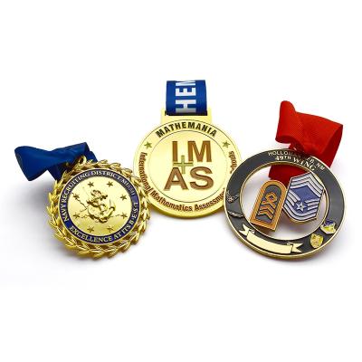 China Custom American 3d Metal Medal For Souvenir Sports Cheap Medal With Ribbon Design Your Own Medal for sale