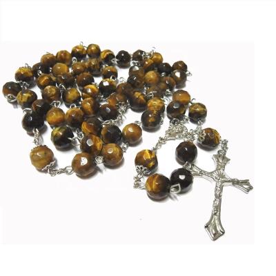 China Europe tiger eye stone rosary/gemstone rosary necklace for sale