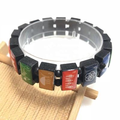 China Singapore Religious Promotional Elastic Sustainable Development Goals Black Gift Wood Bracelet Beaded Bracelets for sale