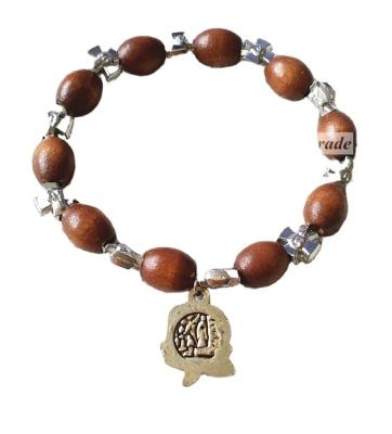 China China Alloy Rose Wooden Bracelet/Beaded Bracelet/Brown Rose Pendant Bracelet for sale