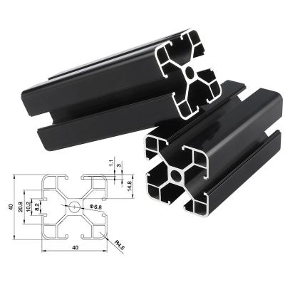 China Construction Or Industrial Use China 6063 Aluminum Frame T Slot Black 4040 Anodized Aluminum Profiles for sale