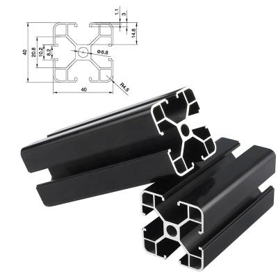 China Custom construction 4040 extrusion v slot 1.5mm profiles black aluminum or industrial use billet 6063 aluminum for sale