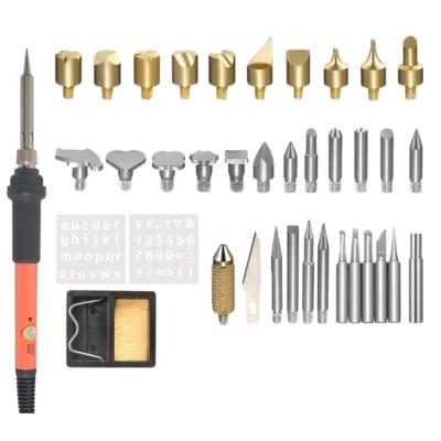 China Pencil Handle 37 in 1 Adjustable Iron 60W Temperature Card Hot Stamping Tool Wood Burning Kit Soldering Branding Tool for sale