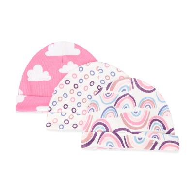 China Wholesale 3 in1 Eco-friendly Comfortable Set Baby Cotton Printing Toddler Boy Girl Infant Beanie Child Hats Newborn Hat for sale